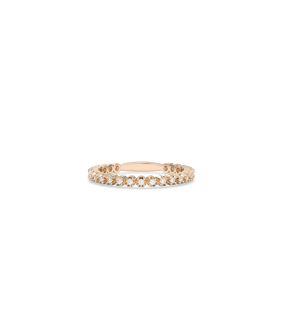 Rose gold Diamond Bezel Band Ring with modern smooth bezel settings and sparkle