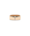 Rose gold Wide Single Row Diamond Fluted Band Ring with single diamond row and vertical texture