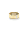 Side view Wide Single Row Diamond Fluted Band Ring showing bold 7.8mm substantial width