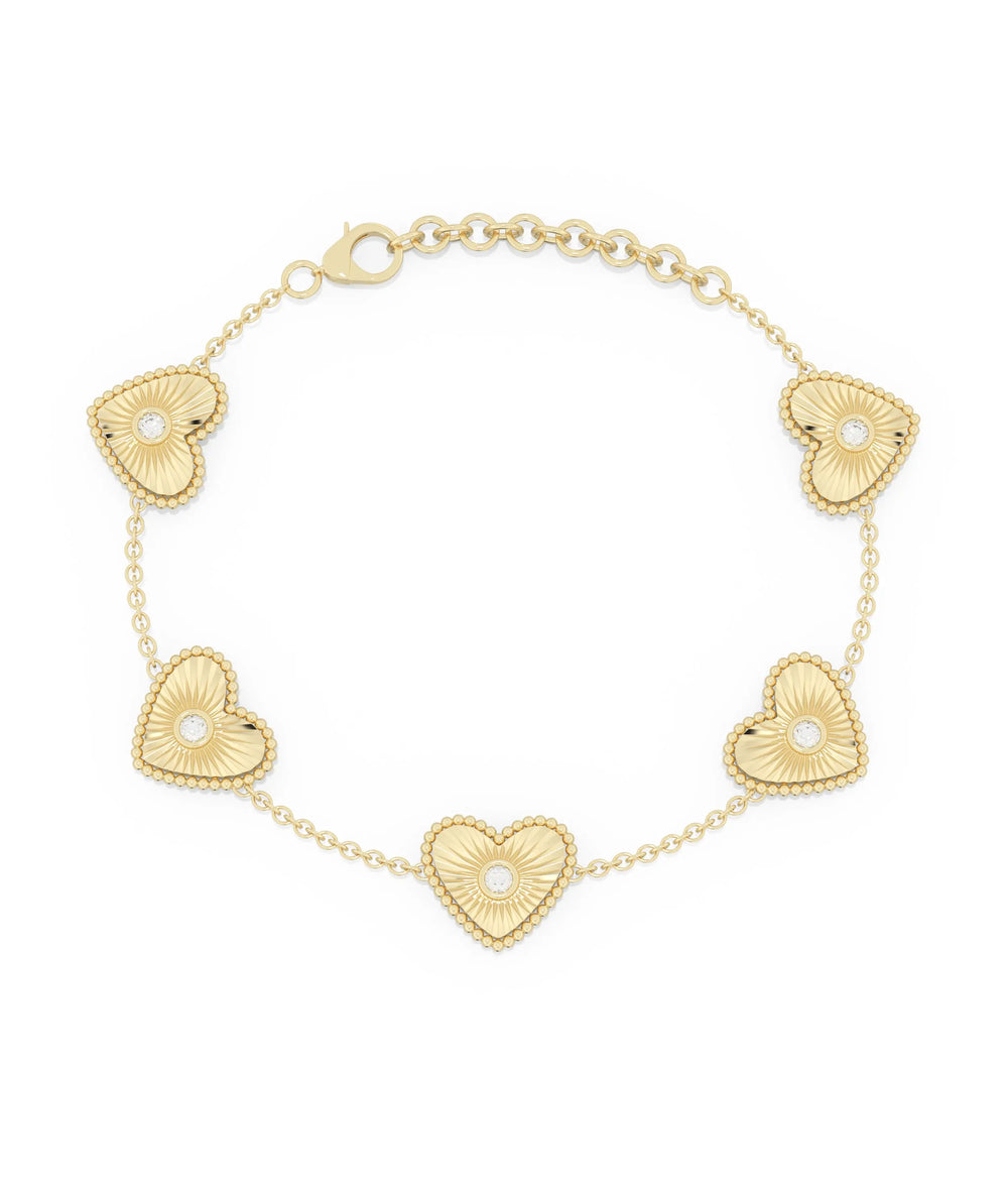 Diamond Heart Cable Link Chain Bracelet - 79e | Everyday 14K Gold Jewelry