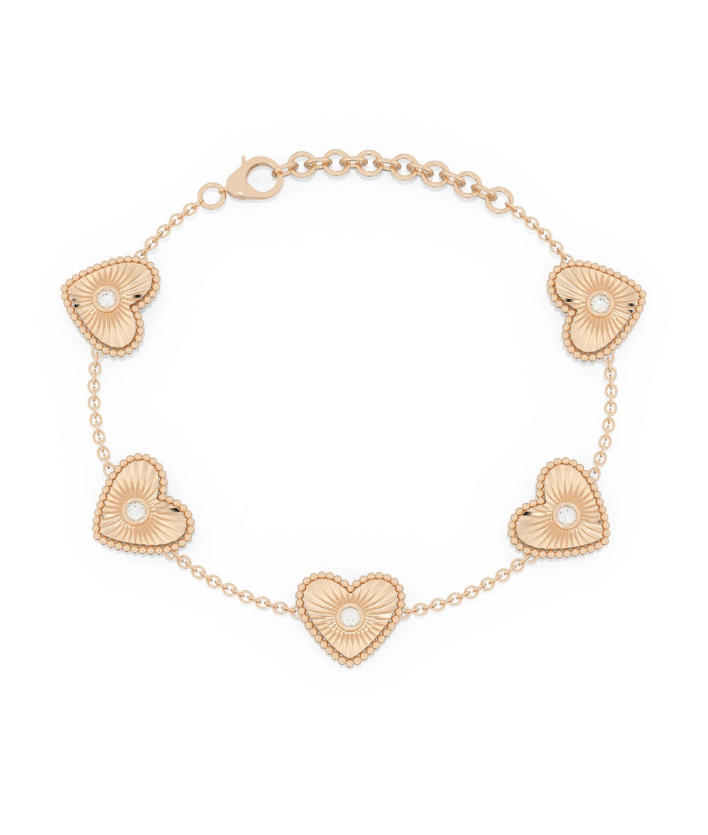 Diamond Heart Cable Link Chain Bracelet - 79e | Everyday 14K Gold Jewelry