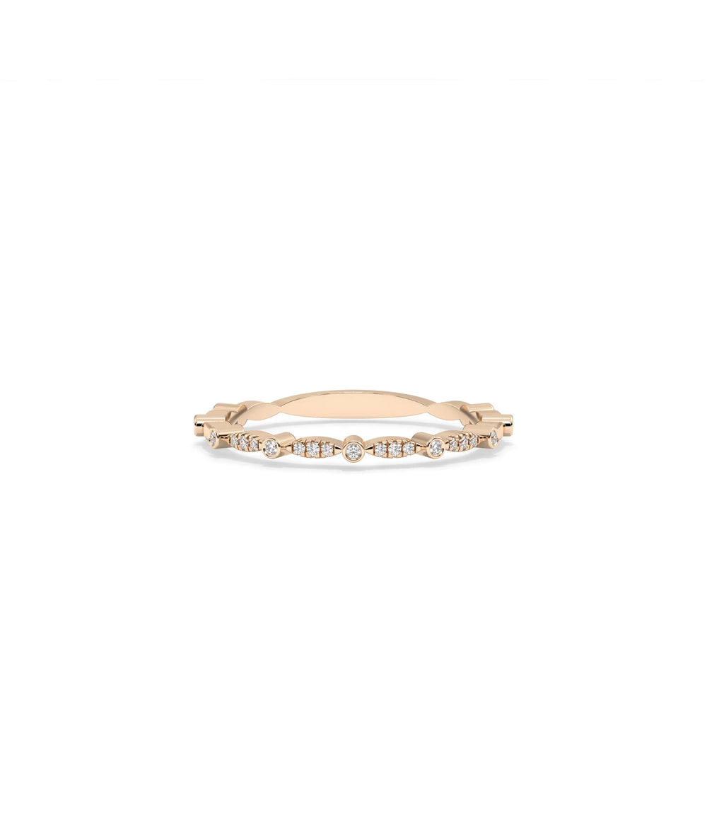 Rose gold Diamond Alternating Band Ring with sophisticated alternating diamond design