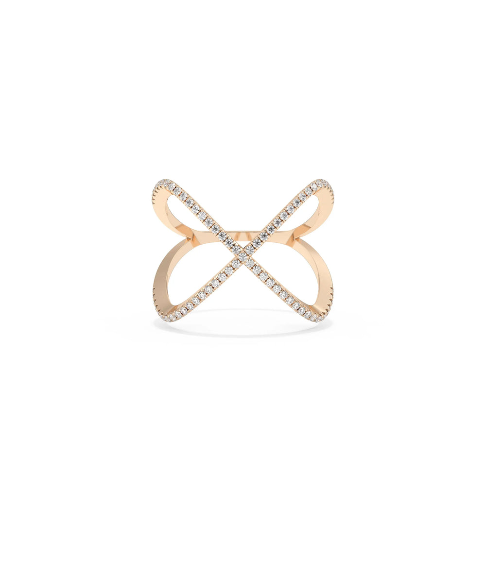 Rose gold Diamond Pave Cross Ring with elegant pave diamond faith symbol