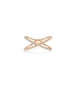 Rose gold Diamond Line and Beaded Cross Ring with elegant beaded detail and cross