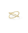 Side view Diamond Line and Beaded Cross Ring showing delicate 1.5mm width and texture