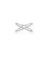 White gold Diamond Line and Beaded Cross Ring featuring spiritual cross motif with diamonds
