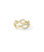 Side view Diamond Pave Link Ring showing substantial 6.7mm width and link pattern