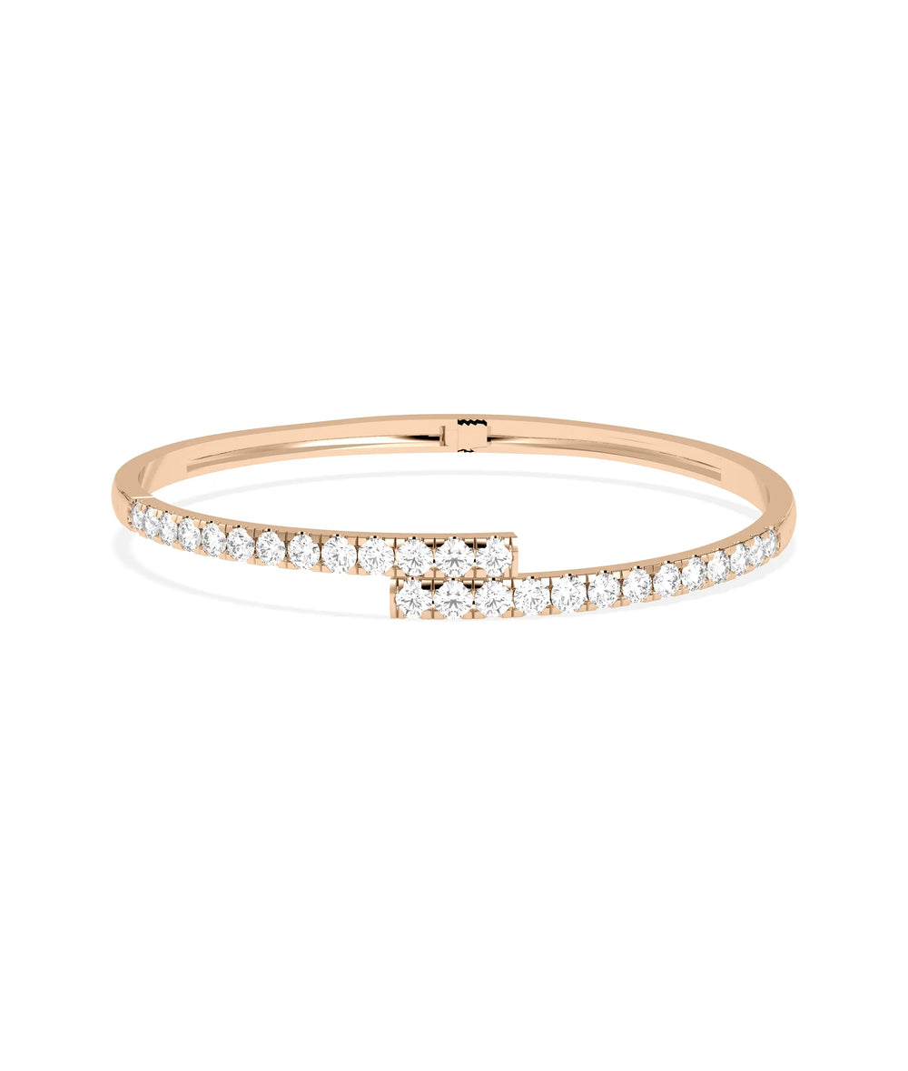 Diamond Bypass Bangle - 79e | Everyday 14K Gold Jewelry