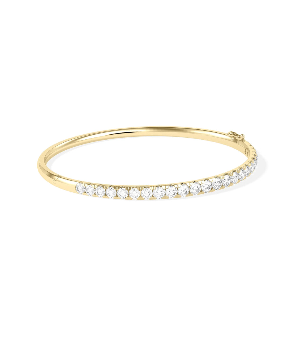 Diamond Single Line Bangle - 79e | Everyday 14K Gold Jewelry