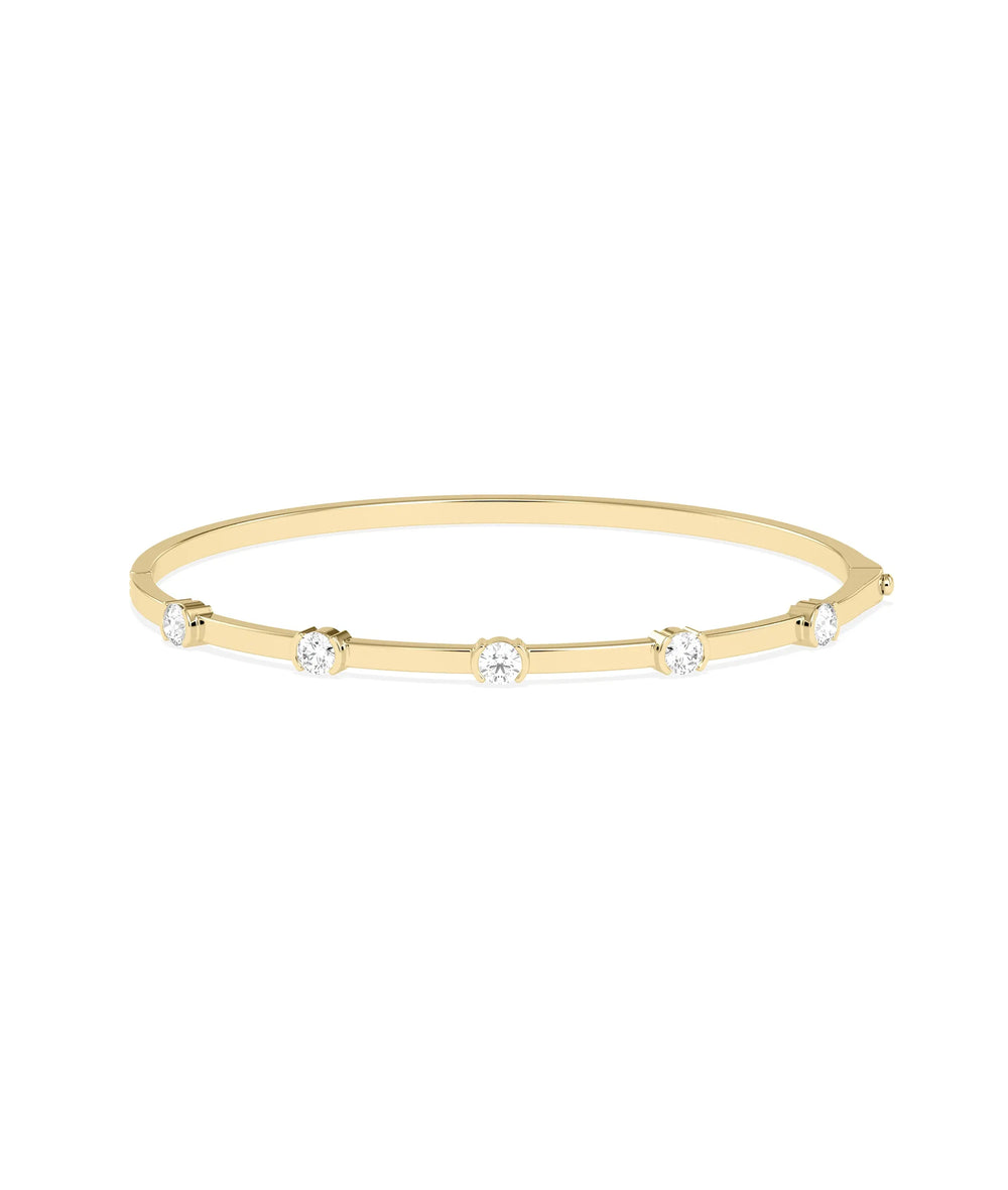 Diamond Station Bangle - 79e | Everyday 14K Gold Jewelry