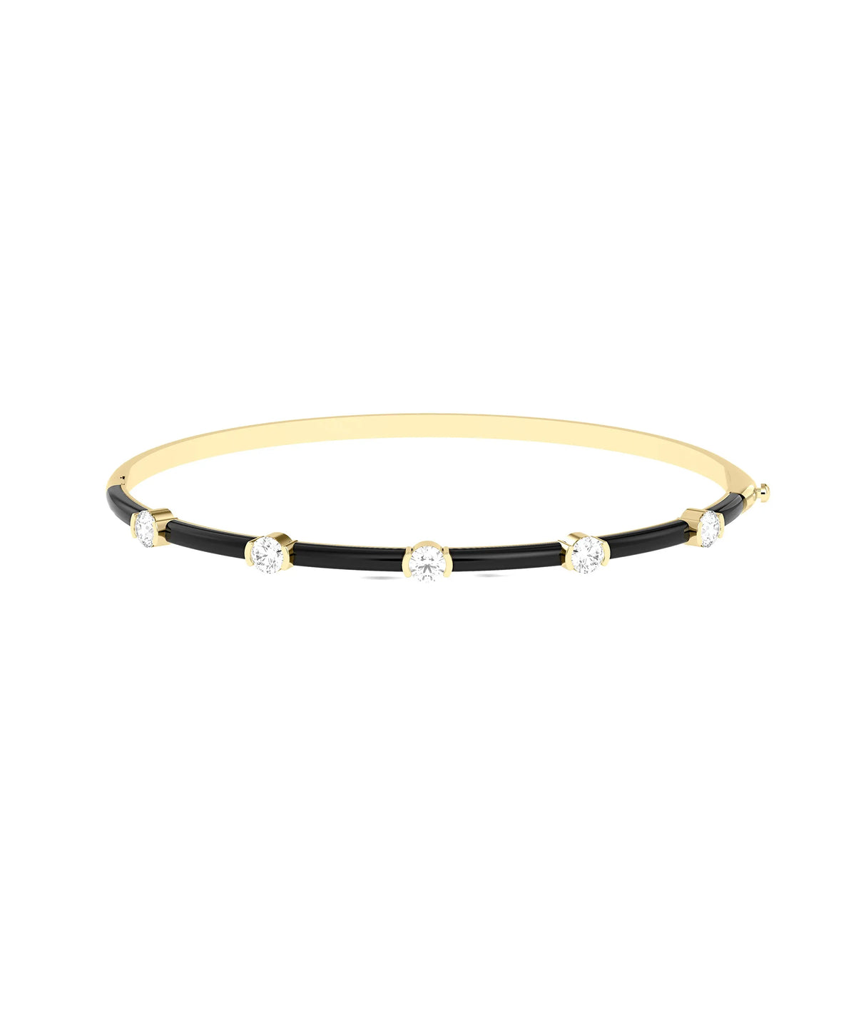 Diamond Station Enamel Bangle - 79e | Everyday 14K Gold Jewelry