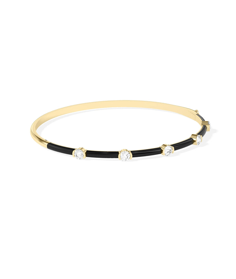 Diamond Station Enamel Bangle - 79e | Everyday 14K Gold Jewelry
