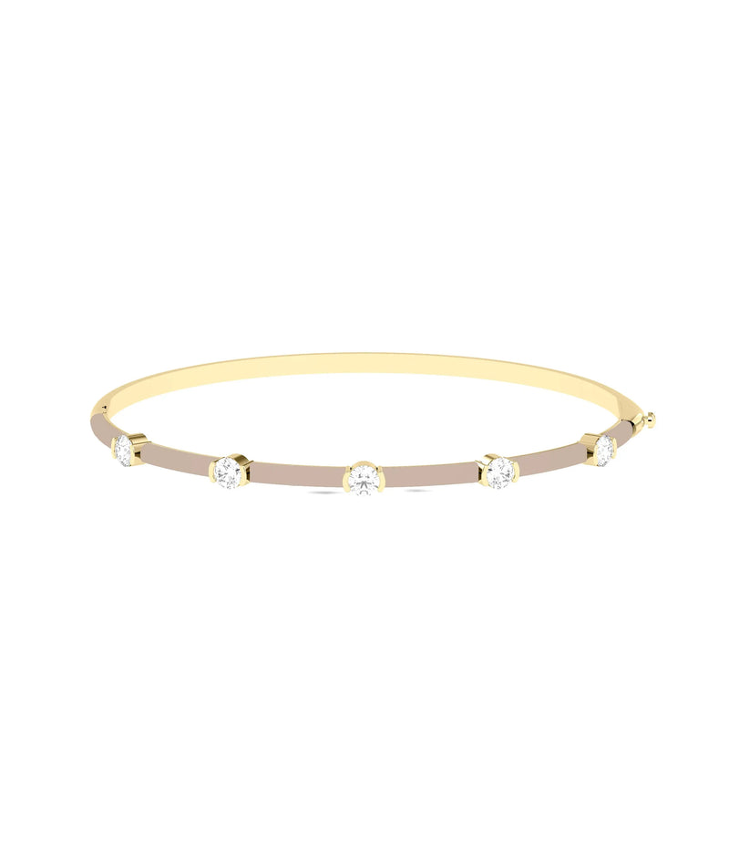 Diamond Station Enamel Bangle - 79e | Everyday 14K Gold Jewelry