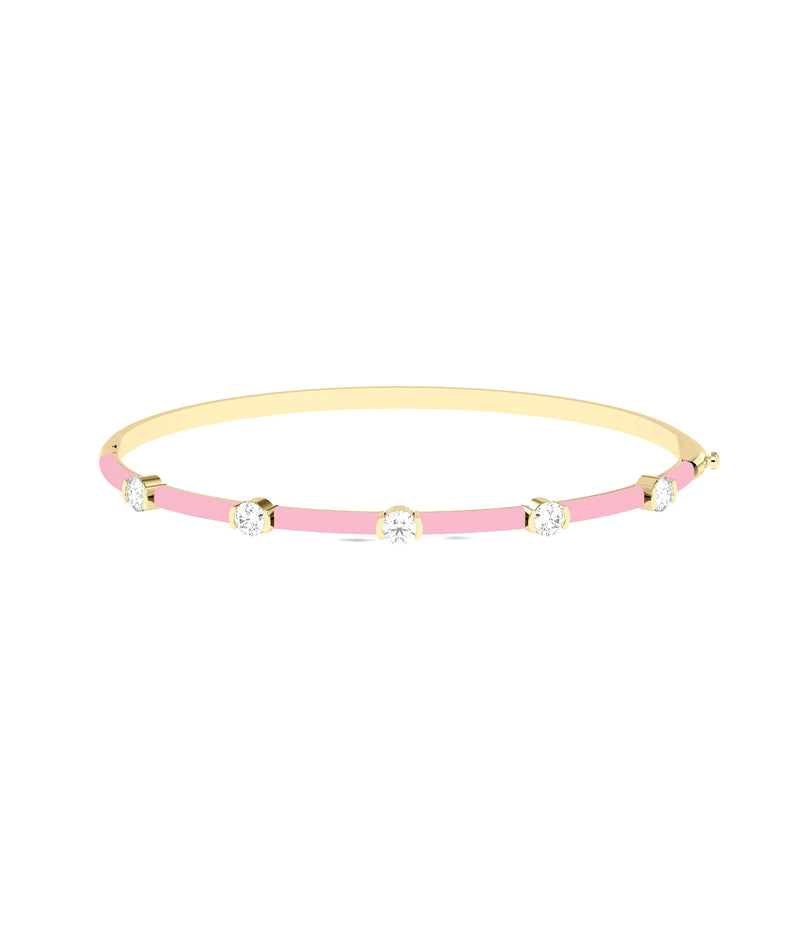 Diamond Station Enamel Bangle - 79e | Everyday 14K Gold Jewelry