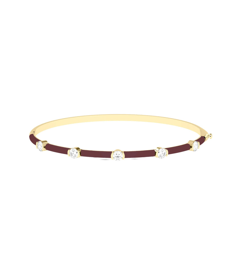 Diamond Station Enamel Bangle - 79e | Everyday 14K Gold Jewelry