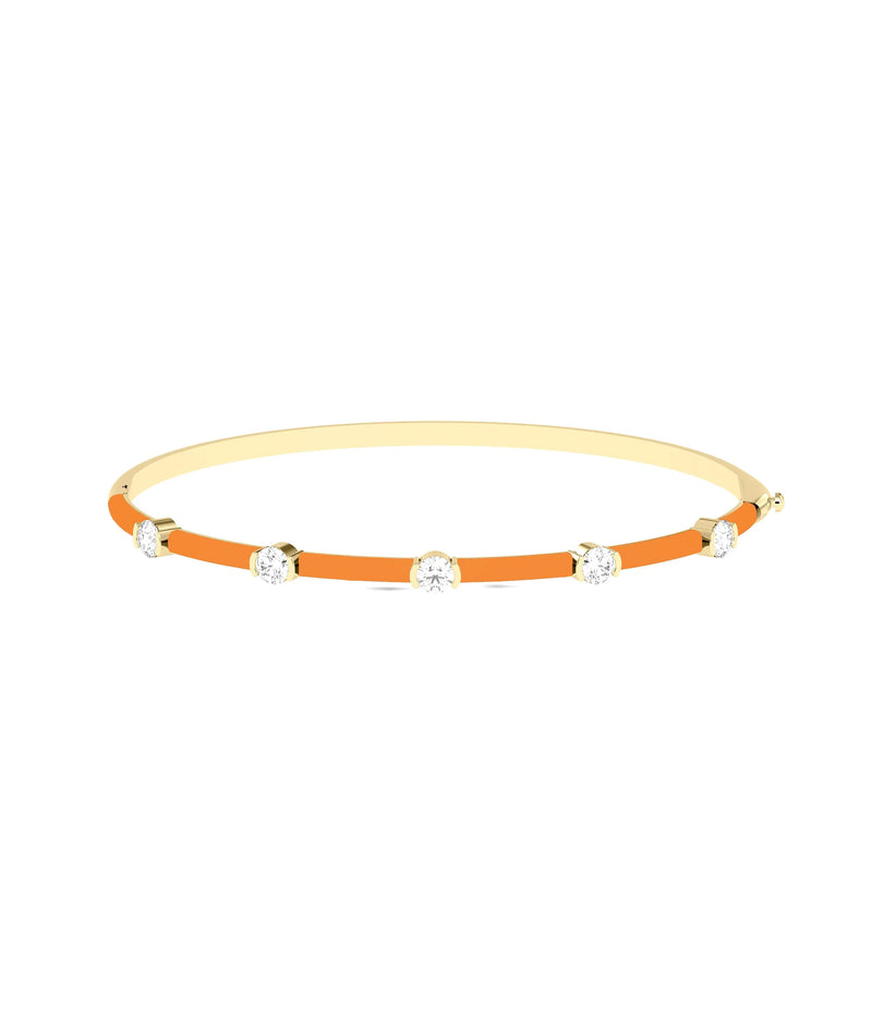 Diamond Station Enamel Bangle - 79e | Everyday 14K Gold Jewelry
