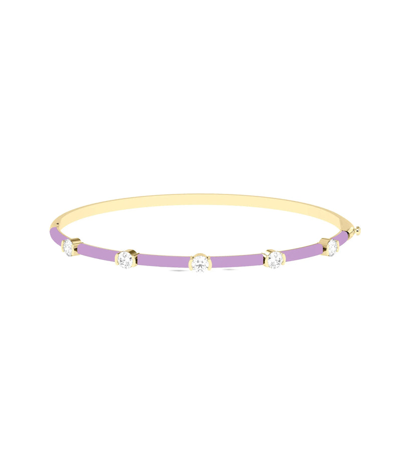 Diamond Station Enamel Bangle - 79e | Everyday 14K Gold Jewelry