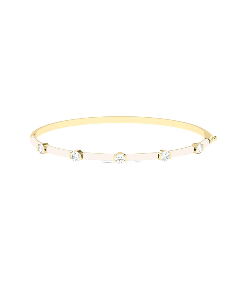 Diamond Station Enamel Bangle - 79e | Everyday 14K Gold Jewelry