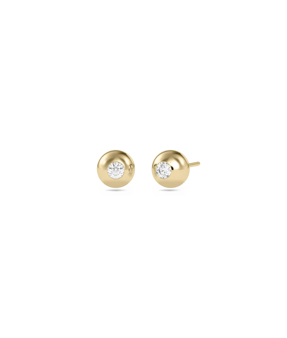 Diamond Gold Bubble Stud Earring - 79e | Everyday 14K Gold Jewelry