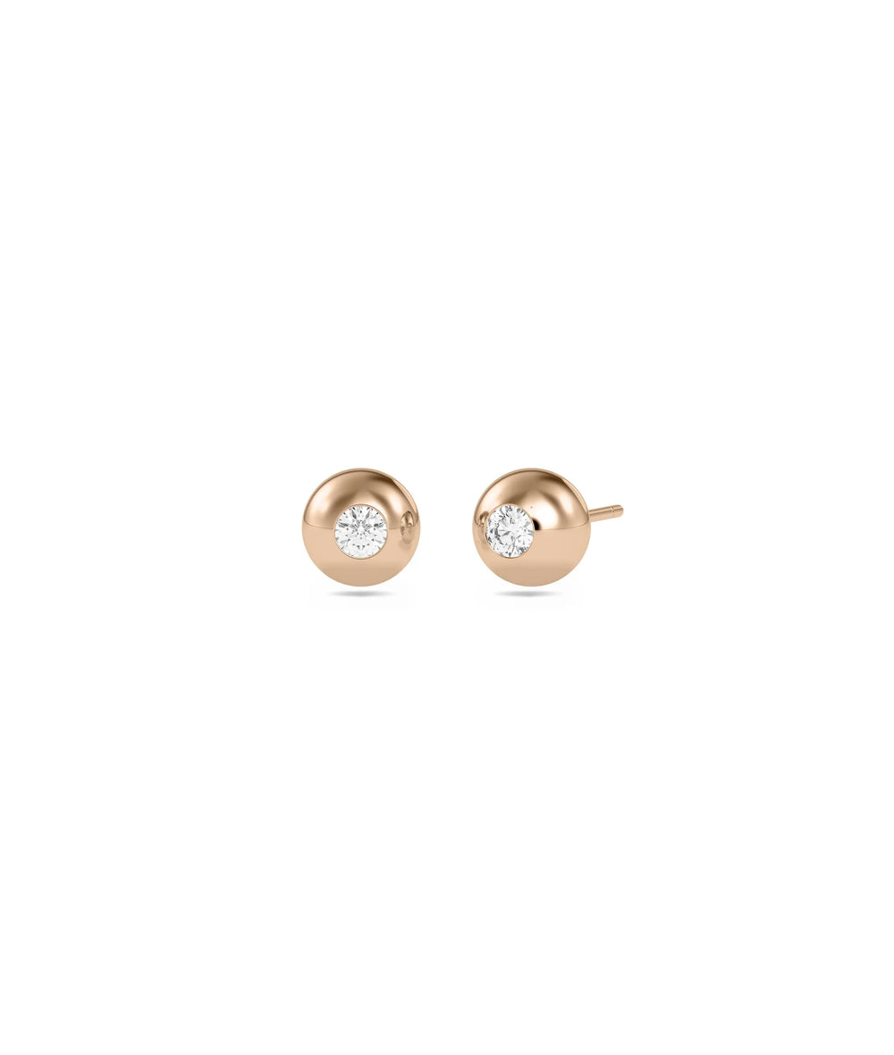 Diamond Gold Bubble Stud Earring - 79e | Everyday 14K Gold Jewelry