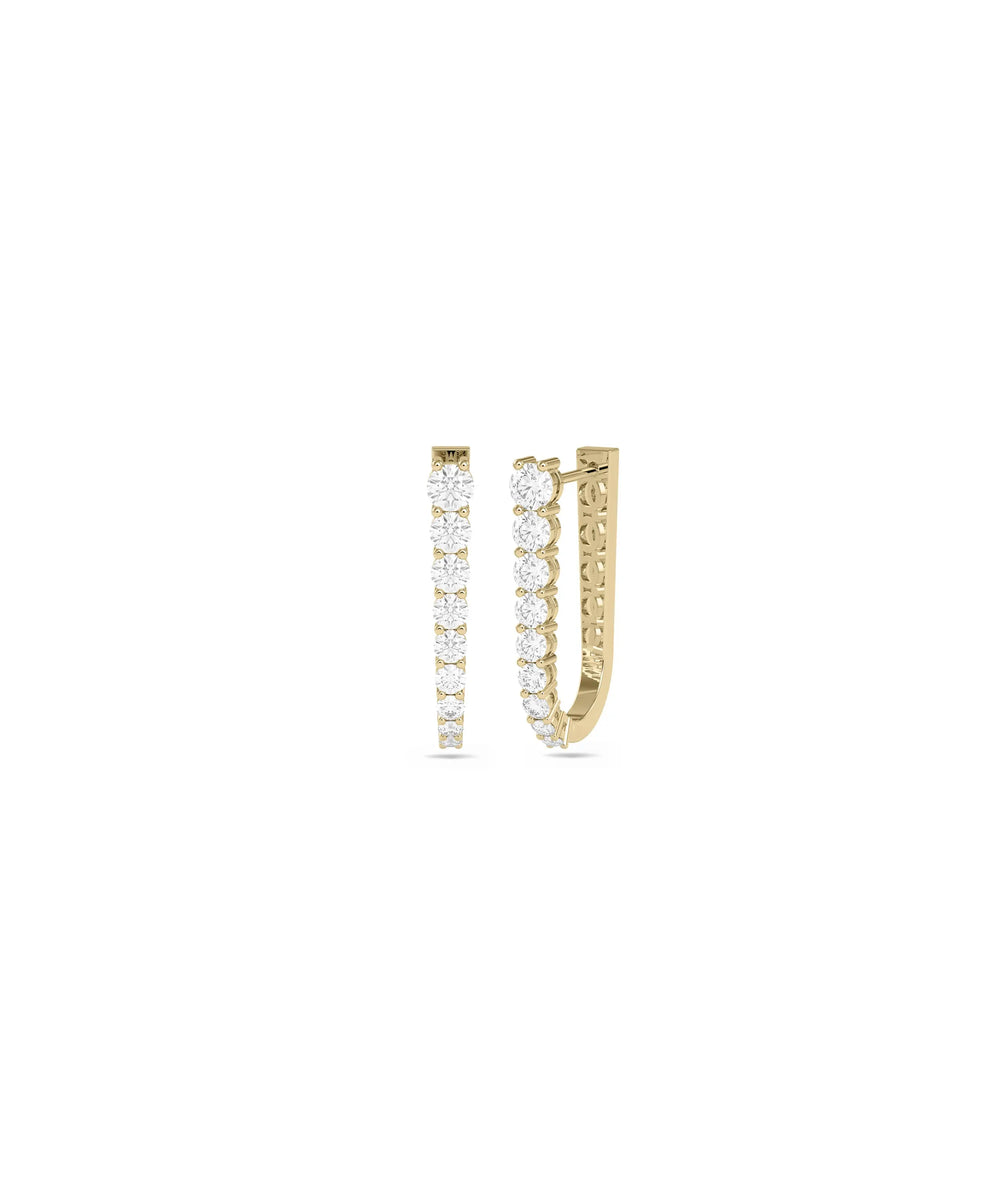 Graduating Diamond Hoop Earring - 79e | Everyday 14K Gold Jewelry