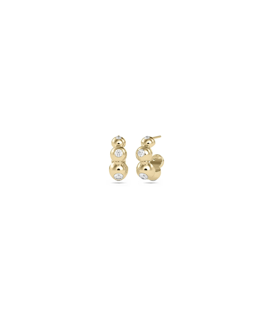 Diamond Bubble Half Hoop Earring - 79e | Everyday 14K Gold Jewelry