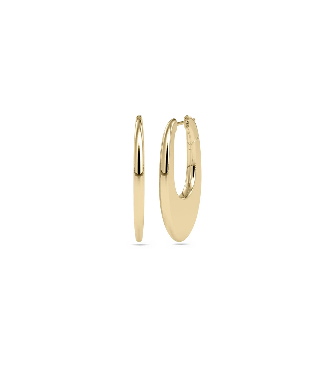 Oval Shape Gold Hoop Earring - 79e | Everyday 14K Gold Jewelry