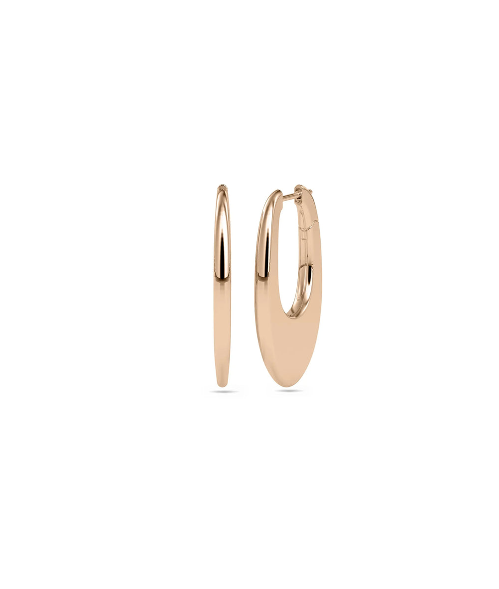 Oval Shape Gold Hoop Earring - 79e | Everyday 14K Gold Jewelry