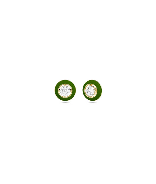 Diamond Gold Enamel Circle Earring - 79e | Everyday 14K Gold Jewelry