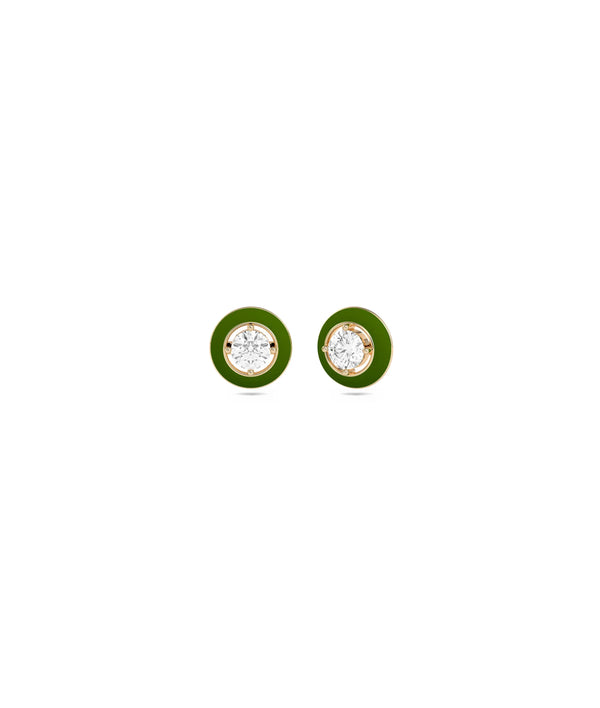 Diamond Gold Enamel Circle Earring - 79e | Everyday 14K Gold Jewelry alternate view