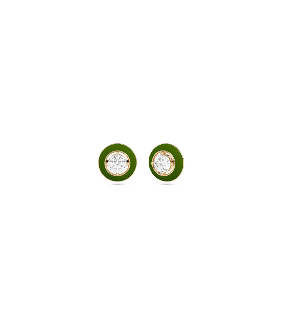 Diamond Gold Enamel Circle Earring - 79e | Everyday 14K Gold Jewelry