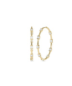 Diamond Station Round Hoop Earring - 79e | Everyday 14K Gold Jewelry