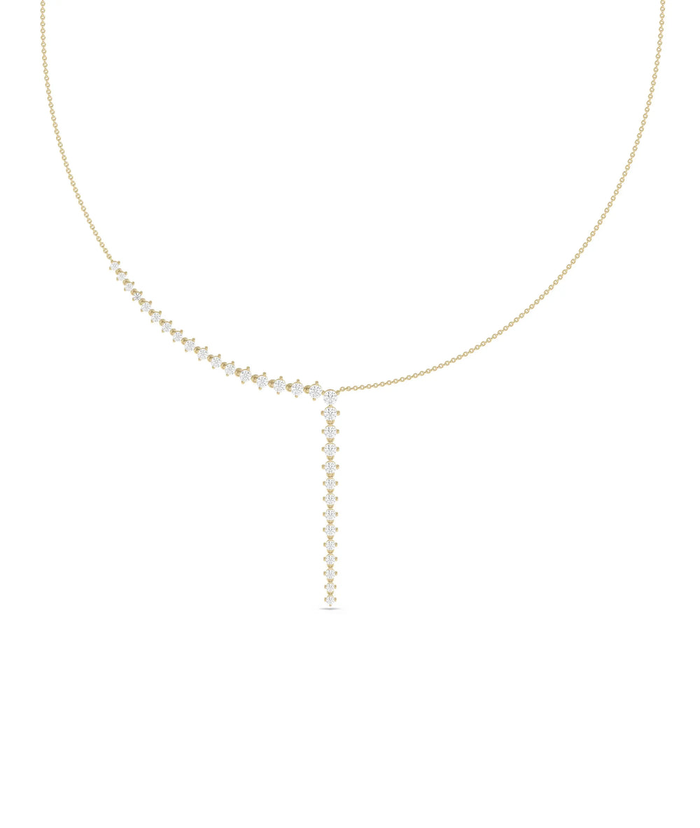 Diamond Half Line Cable Chain yellow gold sophisticated balanced elegant