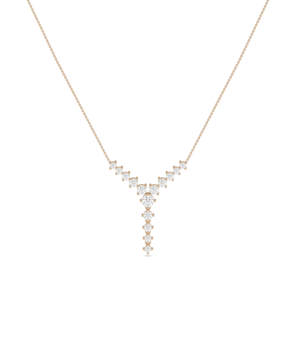 Rose gold Diamond Studded Y Shape featuring full one-carat