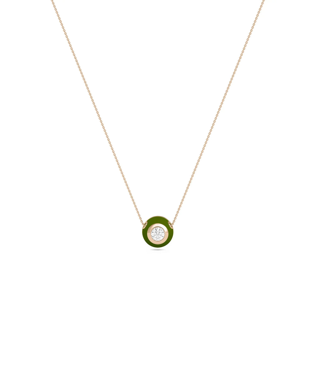 Diamond Bubble Enamel Necklace in rose gold warm playful elegance