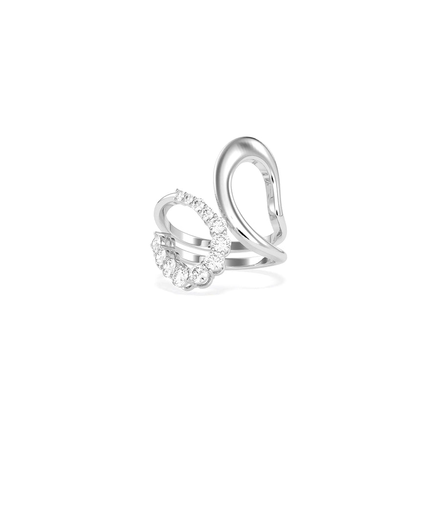 Diamond Split Ring in white gold featuring contemporary divided band with diamonds