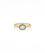Diamond Solitaire Movable Enamel Ring in yellow gold with center solitaire and colorful enamel