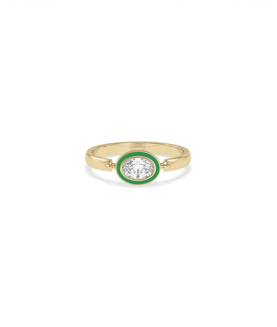 Angled view of Diamond Solitaire Movable Enamel Ring showing movable enamel mechanism