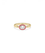 Diamond Solitaire Movable Enamel Ring in 14K gold with playful 7mm design