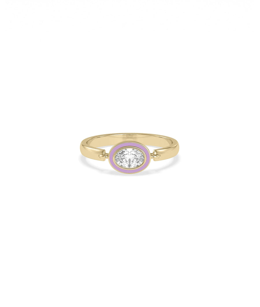 Diamond Solitaire Movable Enamel Ring on hand displaying playful movable enamel styling