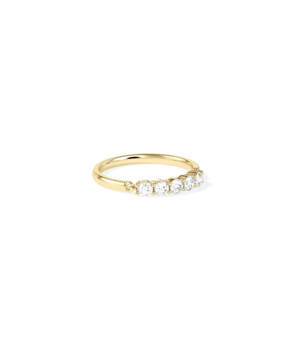 5 Stone Moving Diamond Band Ring - 79e | Everyday 14K Gold Jewelry