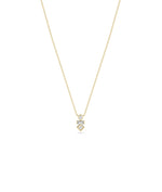 3 Stone Stacked Diamond Necklace - 79e | Everyday 14K Gold Jewelry