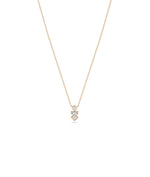3 Stone Stacked Diamond Necklace - 79e | Everyday 14K Gold Jewelry