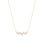 Diamond Bezel Set Cluster Necklace in yellow gold modern grouped