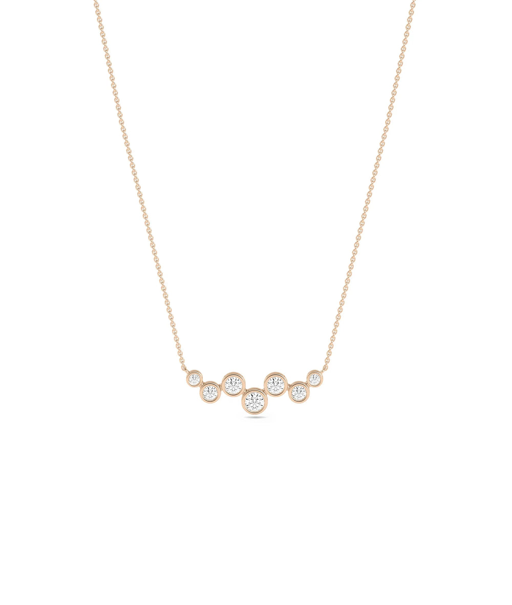 Diamond Bezel Cluster Necklace in rose gold warm modern elegance