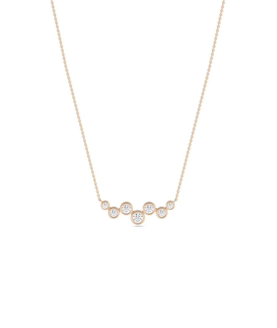 Diamond Bezel Cluster Necklace in rose gold warm modern elegance