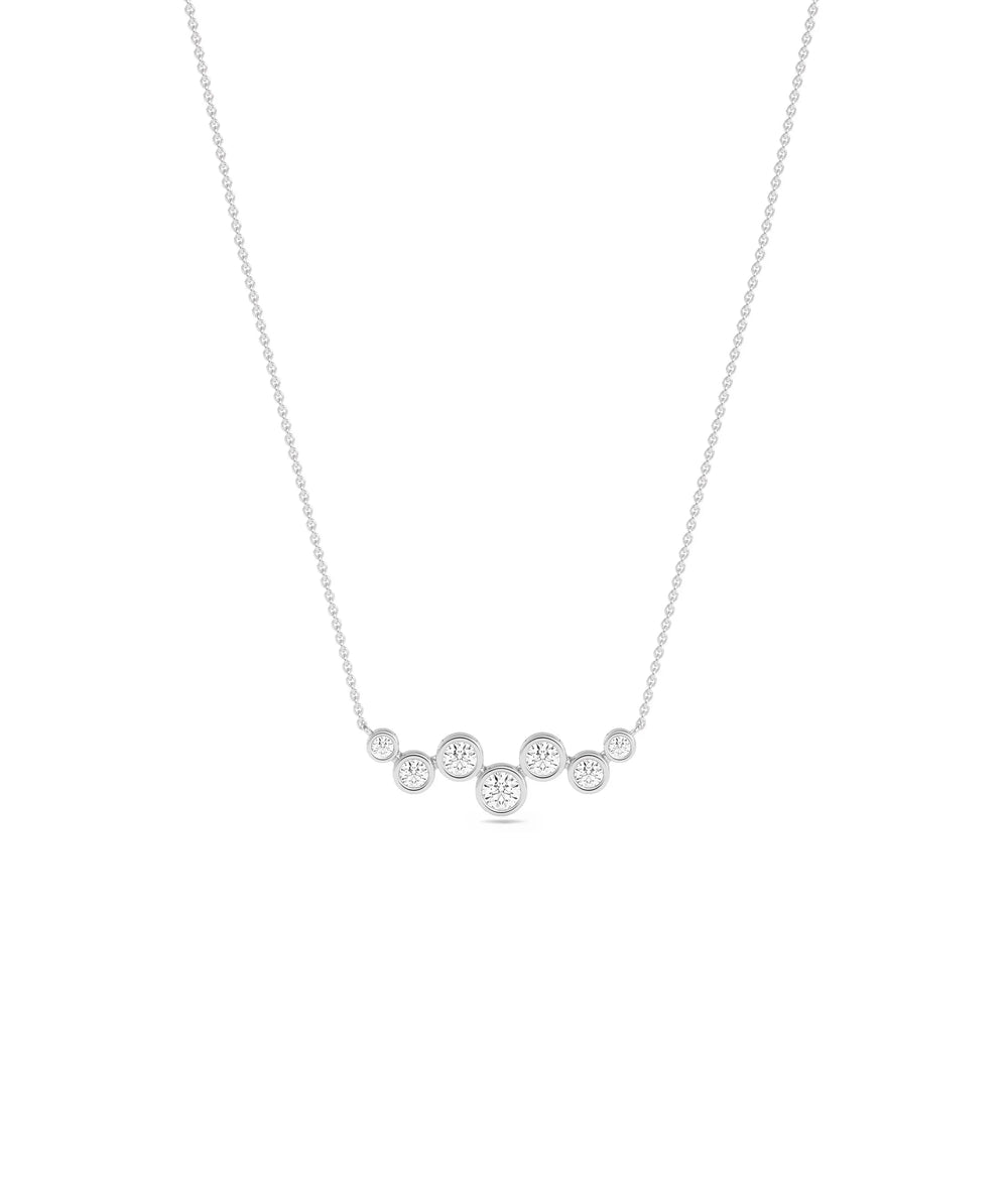 Diamond Bezel Cluster Necklace in white gold brilliant contemporary