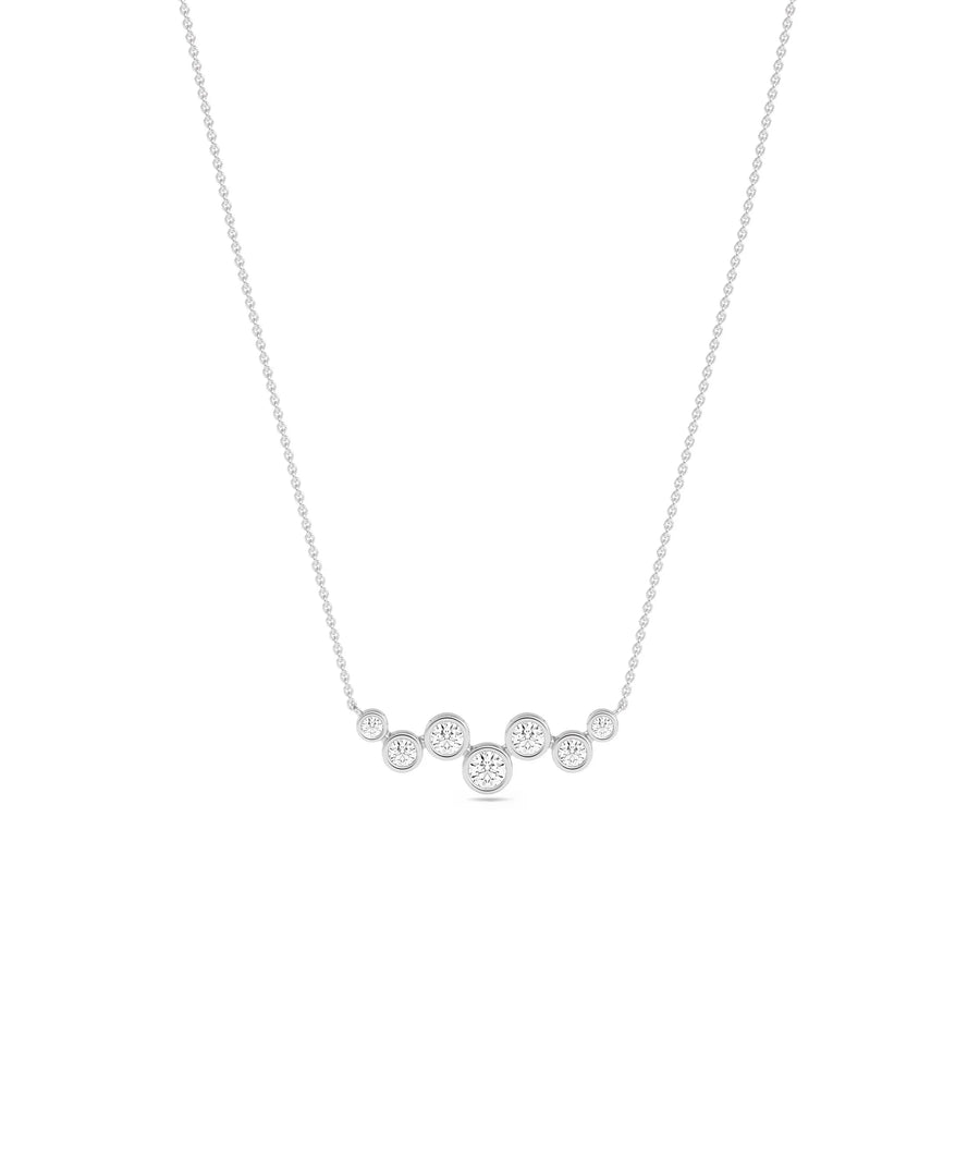 Diamond Bezel Cluster Necklace in white gold brilliant contemporary