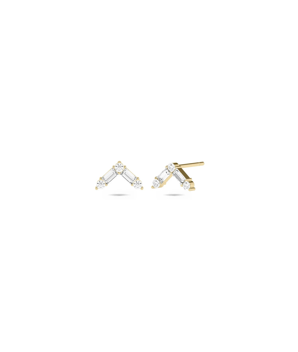 Diamond Baguette Chevron Stud Earring - 79e | Everyday 14K Gold Jewelry