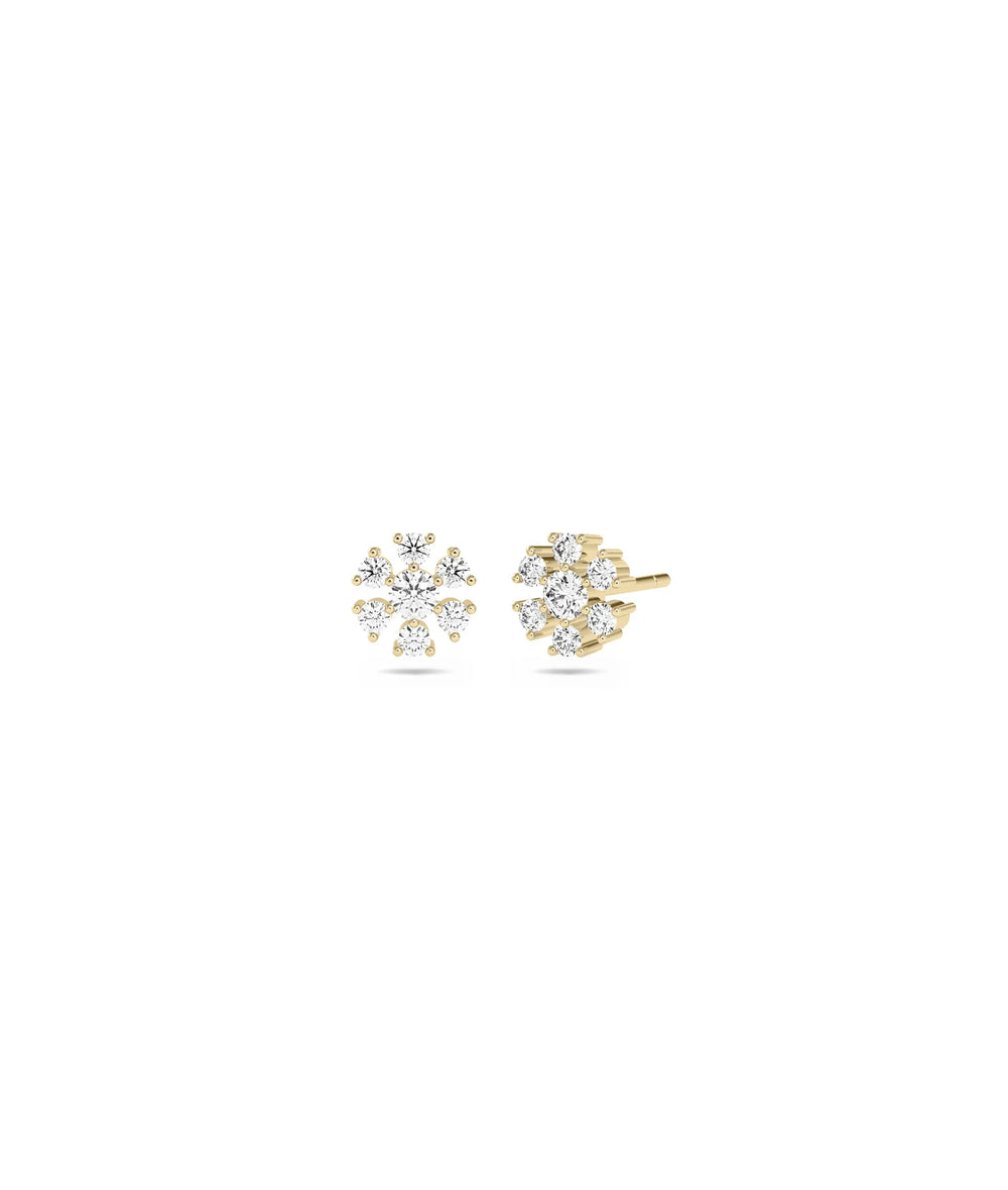 Diamond Flower Stud Earrings - 79e | Everyday 14K Gold Jewelry